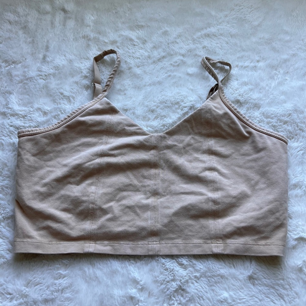 OFFLINE by Aerie OG Recharge Tan Minimal Support V-Neck Bralette Large NWOT Soft